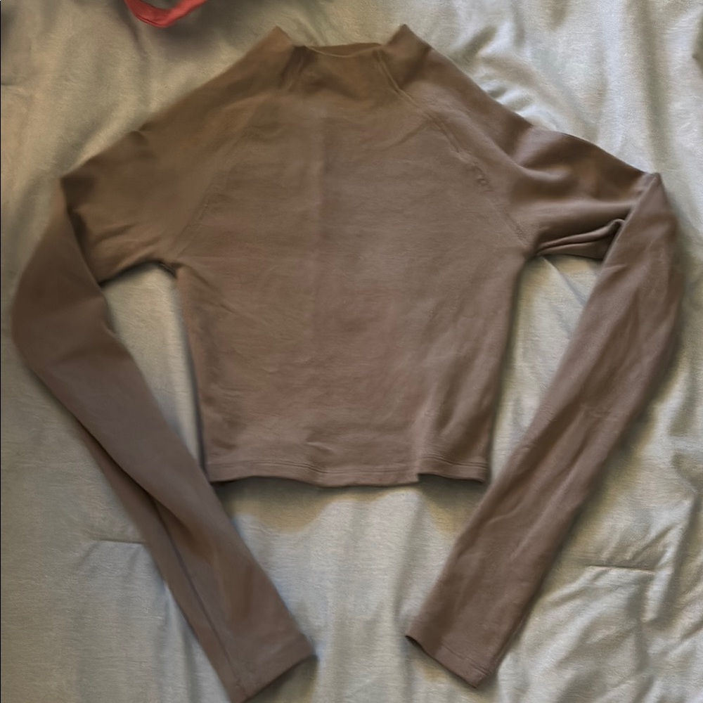 Brown Long Sleeve Crop Top